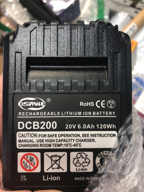 Photo 3 of 2Pack DSANKE 20V 6.0Ah Battery Replace for DCB200 20V Battery DCB206 DCB207 DCB204 DCB203 DCB201 DCB200 DCB180 DCD/DCF/DCG/DCS Series 20V Battery