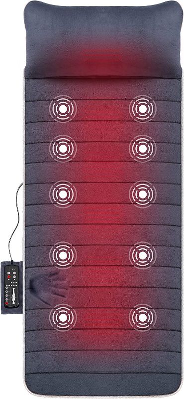 Photo 1 of Snailax Memory Foam Massage Mat with Heat, 6 Therapy Heating pad,10 Vibration Motors Massage Mattress Pad, Full Body Massager Cushion Relieve Neck, Back, Waist, Legs
