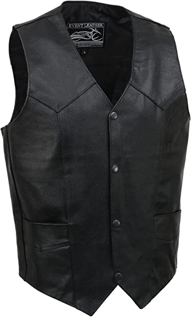 Photo 1 of EVENT LEATHER EL5310 Black Motorcycle Leather Vest for Men - Riding Club Adult Motorcycle Vests - 3XL
