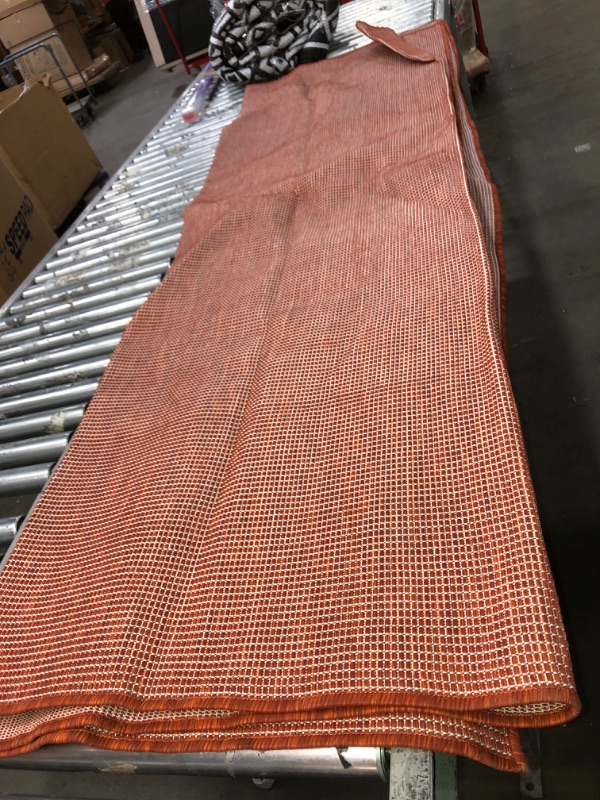 Photo 3 of (SEE NOTES)  96"x120" Orange/Chestnut Small Rectangle White Stainless steel woven wire fabric  design Pattern Rug 