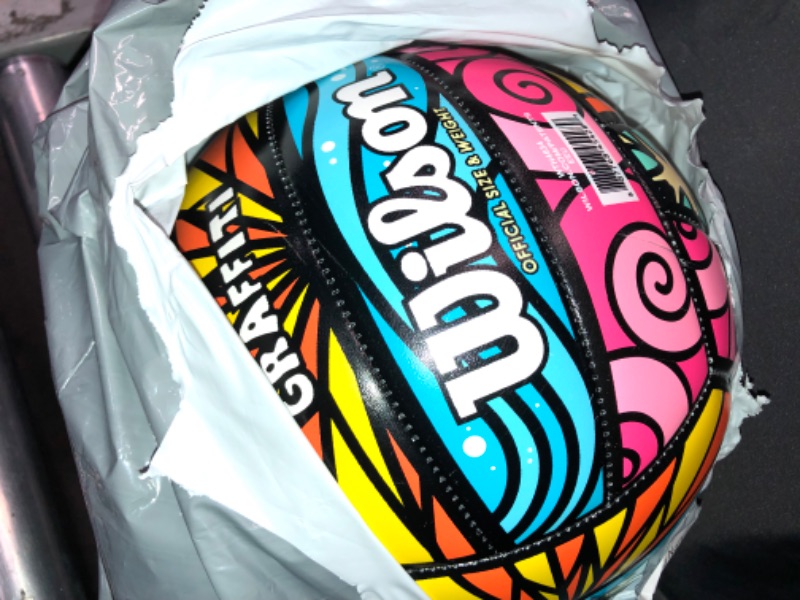 Photo 2 of (LIKE NEW) WILSON Outdoor Recreational Volleyball - Official Size Graffiti Blue/Yellow/Orange/Pink