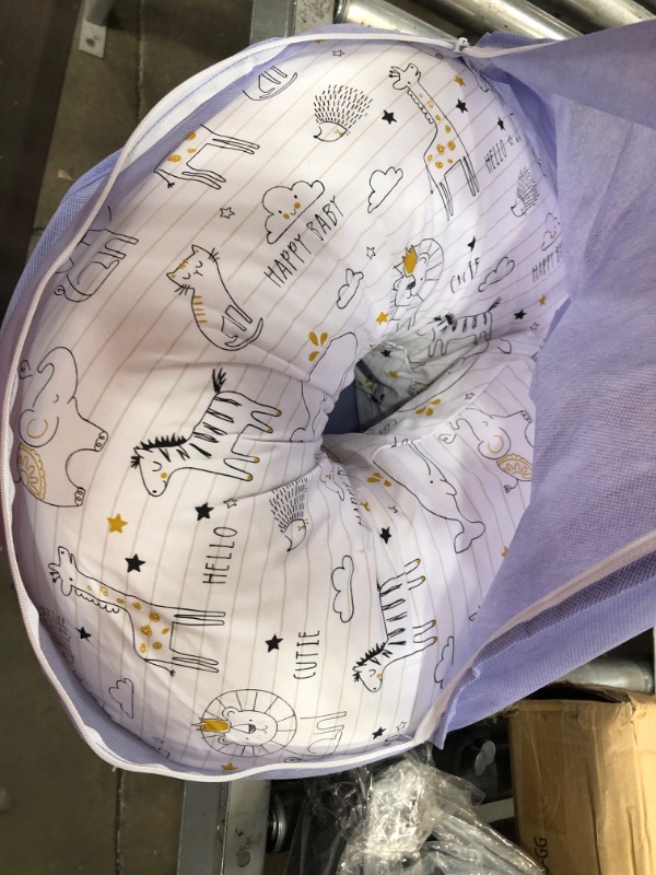 Photo 2 of Boppy Nursing Pillow and Positioner - Original, Notebook Black and White with Gold Animals, Breastfeeding, Bottle Feeding, Baby Support, with Removable Cotton Blend Cover, Awake-Time Support