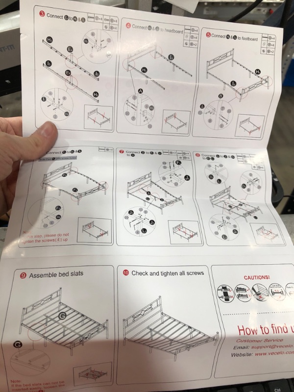 Photo 5 of *USED*  VECELO Bed Frame with Headboards, Black Heavy-Duty Frame 54 in. W Full Metal With 10 Support Legs Platform Bed Frame
