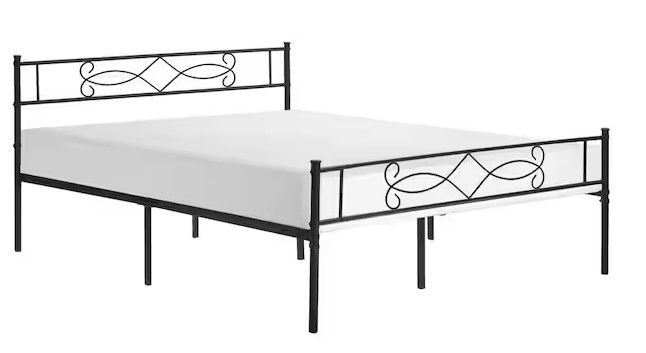 Photo 1 of *USED*  VECELO Bed Frame with Headboards, Black Heavy-Duty Frame 54 in. W Full Metal With 10 Support Legs Platform Bed Frame