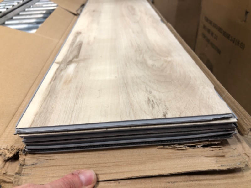 Photo 1 of *USED/MINOR DAMAGE*   MSI McKenna XL 9 in. x 60 in. Luxury Vinyl Flooring, Rigid Core Planks, LVT Tile, Click Lock Floating Floor, Waterproof LVT, Wood Grain Finish, CASE, Aged Maple Beige, 23 Square Feet