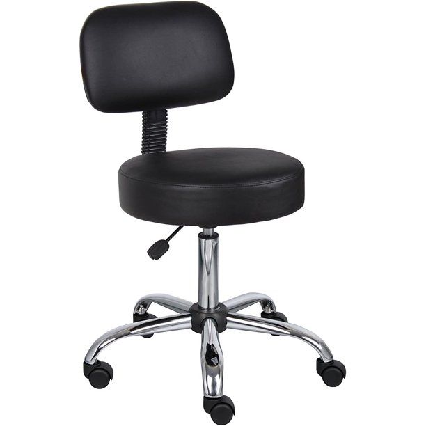 Photo 1 of Boss Office Products Be Well Medical Spa Stool with Back in Vinyl, Black