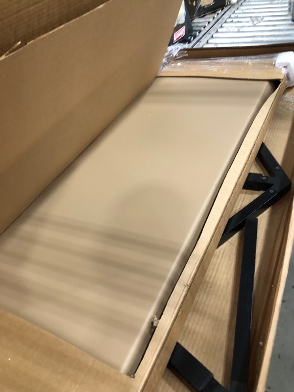 Photo 1 of INCOMPLETE
Acrylic Adjustable Double-Sided Sneeze Guard with Aluminum Frame, 48-1/4" Length x 29.12" Depth, Black