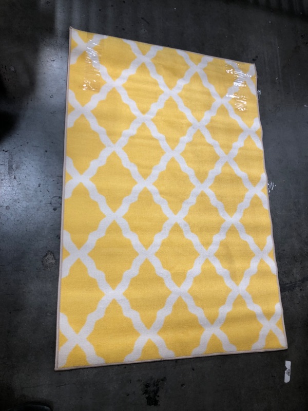 Photo 2 of 40in x 60in yellow white rug, view photos