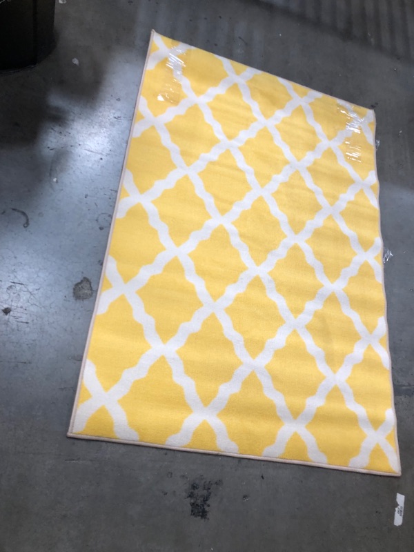 Photo 1 of 40in x 60in yellow white rug, view photos