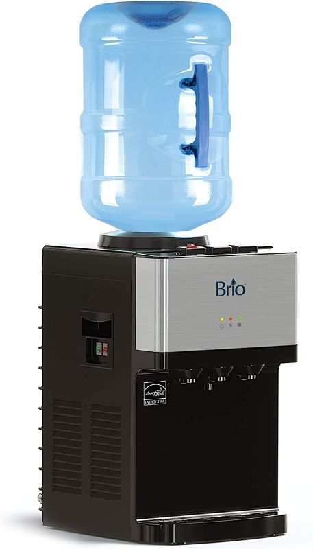 Photo 1 of *** TESTED - POWERS ON - Brio Limited Edition Top Loading Countertop Water Cooler Dispenser with Hot Cold and Room Temperature Water
