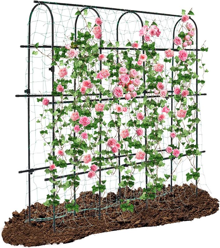 Photo 1 of 6×6 Feet Garden Trellis for Climbing Plant, Kalolary Large Garden Cucumber Trellis U-Frame Vegetable Beans Fruit Grow Trellises Rustproof Metal Plant Climbing Support for Indoor Outdoor Vine Stand