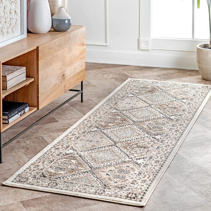 Photo 1 of nuLOOM Becca Vintage Tile Runner Rug, 2' 6" x 6', Beige
