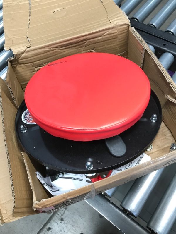 Photo 1 of BIG RED ATRHL6201R Torin Heavy Duty Rolling Pneumatic Creeper Garage/Shop Seat: Padded Adjustable Mechanic Stool with Tool Tray Storage, Red Large,15.36" D x 15.36" W x 4.73" H