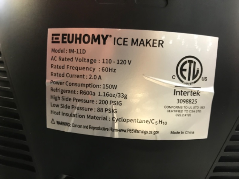 Photo 1 of EUHOMY 36Lbs/Day Clear Ice Makers Countertop, 10 Crystal Clear Ice Ready in 8 Mins, 2 Sizes Ice, Auto-Cleaning, Clear Ice Cube Maker with Basket and Scoop, for Home/Kitchen/Camping/RV. (Black)