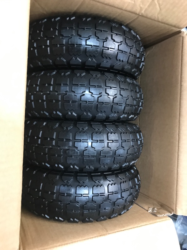 Photo 2 of 4.10/3.50-4 tire and Wheel Flat Free,10" Solid Tire Wheel with 5/8" Bearings,2.1" Offset Hub,for Gorilla Cart,Garden Carts,Dolly,Trolley,Dump Cart,Hand Truck/Wheelbarrow/Garden Wagon 