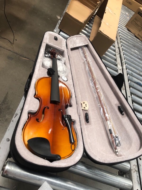 Photo 2 of *BROKEN* Violin 4/4 Full Size Set,Kmise Solid Wood Fiddle for Adults Beginners Students Kids,with Hard Case with Hygrometer,Violin Bow,Shoulder Rest,Rosin,Extra Strings