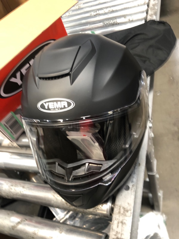 Photo 2 of Motorcycle Modular Full Face Helmet YEMA YM-926 Moped DOT Street Racing Crash Helmet Matte Black Large