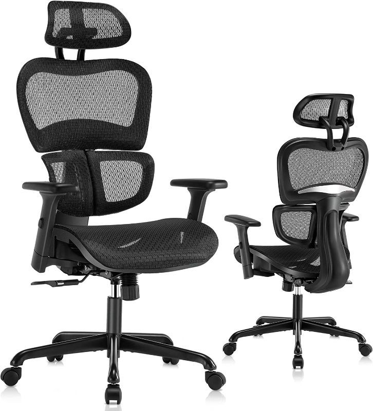 Photo 1 of SUNNOW Ergonomic Office Chair with Adjustable Lumbar Support, High-Back Mesh Desk Chair with Sliding Seat, 2D Armrest - Swivel Computer Task Chair for Home
