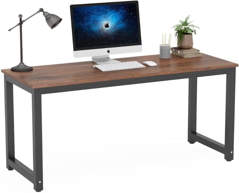 Photo 1 of Tribesigns Computer Desk, 63 inch Large Office Desk Computer Table Study Writing Desk Workstation for Home Office, Rustic Brown