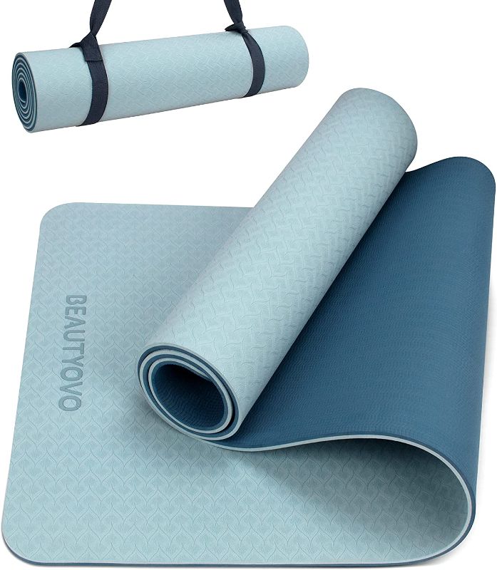 Photo 1 of *** USED MISSING STRAP *** Yoga Mat 1/3 Inch Extra Thick Yoga Mat Double-sided Non Slip, Professional TPE Yoga Mats for Women Men, Workout Mat for Yoga, Pilates and Floor Exercises