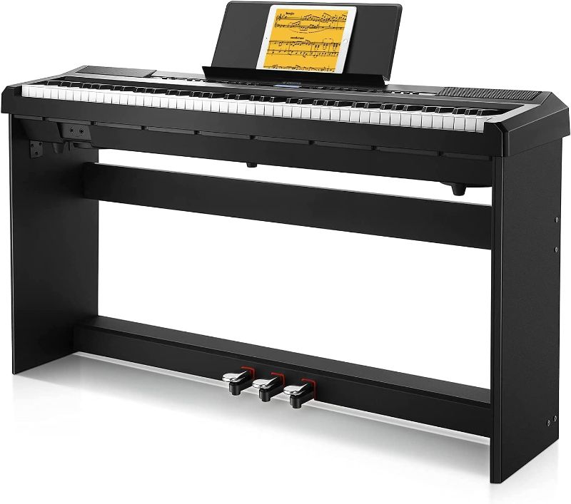 Photo 1 of 88 Key Full Size Weighted Keyboard, Portable Electric Piano with Furniture Stand, 3-Pedal Unit