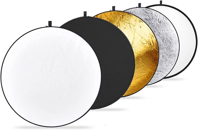 Photo 1 of NEEWER 43 Inch/110 Centimeter Light Reflector Light Diffuser 5 in 1 Collapsible Multi Disc with Bag - Translucent, Silver, Gold, White, and Black for Studio Photography Lighting and Outdoor Lighting