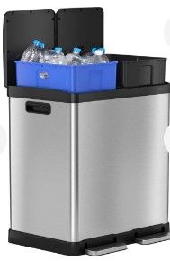 Photo 1 of 16 Gallon / 60 Liter SoftStep Dual Compartment Trash Can and Recycle Bin