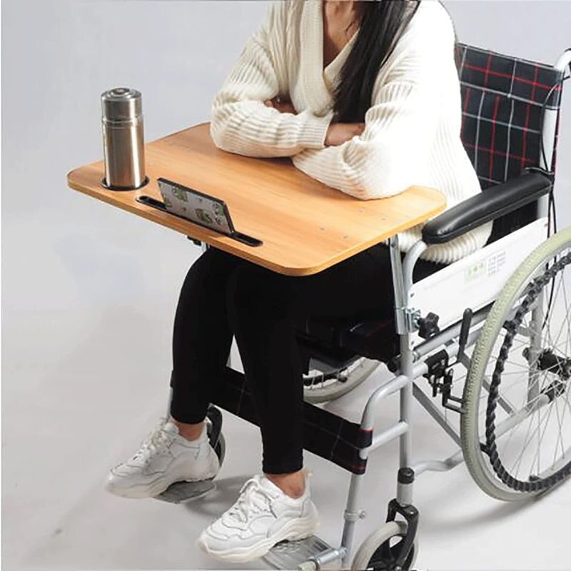 Photo 1 of Wooden Wheelchair Table Universal Wheelchair Tray Table with Mobile Phone Holder and Cup Holder Dining Table for Wheelchair
