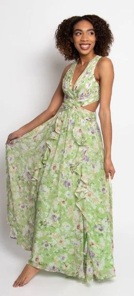 Photo 1 of ASTR NOYA FLORAL CUTOUT MAXI DRESS

