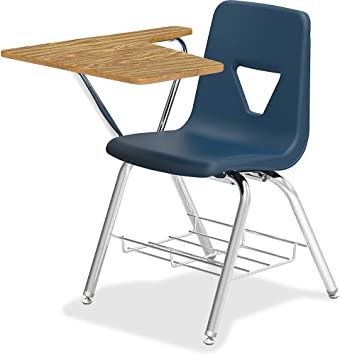 Photo 1 of Lorell Tablet Arm Study Top Student Combo Desks-2/CT Chair, 30" x 29.5" x 20", Navy, Medium Oak
