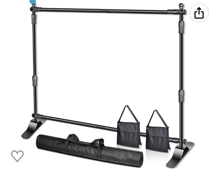 Photo 1 of  8 x 8 ft Adjustable Telescopic Tube Backdrop Banner Stand, Heavy Duty Step and Repeat Background Stand Kit for Photography Backdrop and Trade Show Display