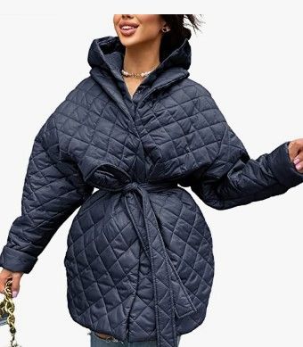 Photo 1 of BTFBM Women Button Down Quilted Jacket Coat 2023 Fall Winter Fashion Belt Pockets Removable Padded Hood Puffer Outerwear
SIZE LARGE