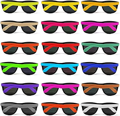 Photo 1 of  Colors Neon Party Sunglasses 16 Pack with Dark Lenses, 80’s Style Perfect Colorful Novelty Sun glasses Set For Party Favors, Beach Pool, Outdoor Summer Activity, Goody Bag Fillers?
