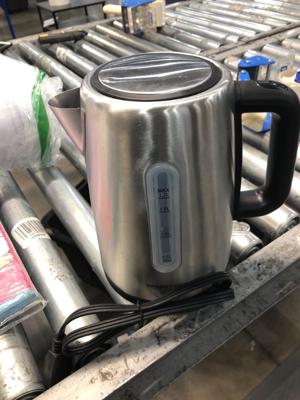 Photo 2 of ***POWERS ON***Basics Stainless Steel Fast, Portable Electric Hot Water Kettle for Tea and Coffee, 1.7-Liter, Silver