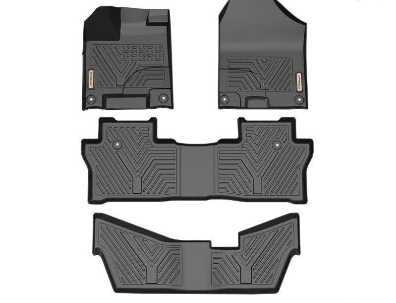 Photo 1 of 4pcs Floor Mats Set for 2016-2022 Honda Pilot 8 Passenger Black TPE Rubber Liner
