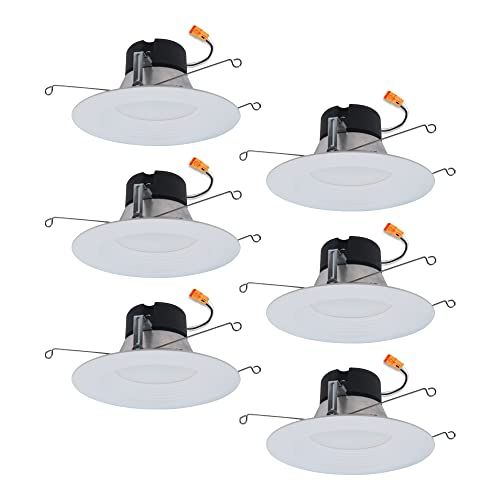 Photo 1 of HALO LT56 Series 5 in. 6 in. Selectable CCT (3000-5000K) Integrated LED, White Recessed Light, Dimmable Retrofit Trim, 6 Pack
