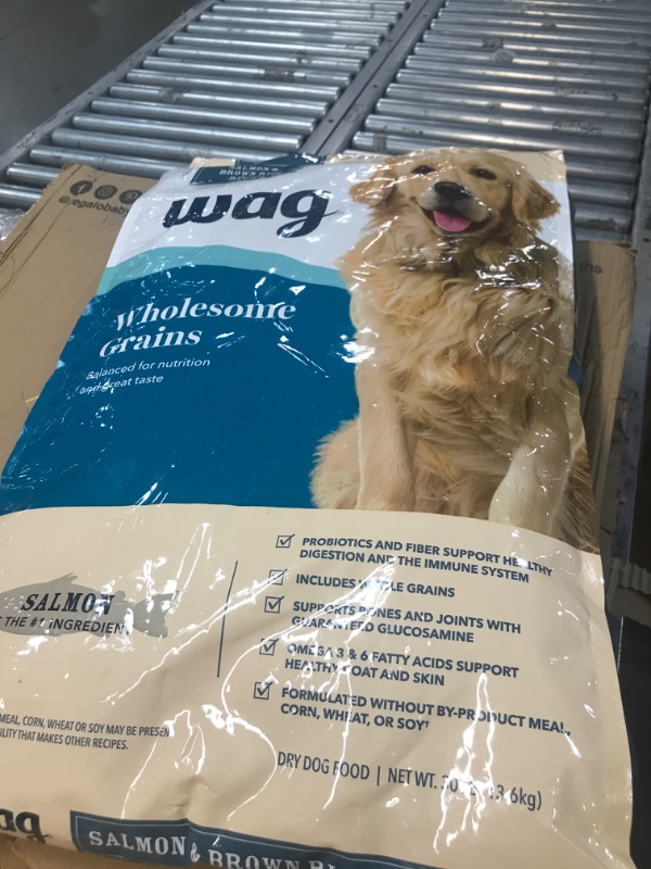 Photo 2 of  ** best by 12/11/2023*** Amazon Brand – Wag Dry Dog Food, Salmon and Brown Rice, 30 lb Bag (Packaging May Vary) Salmon 30 Pound (Pack of 1)