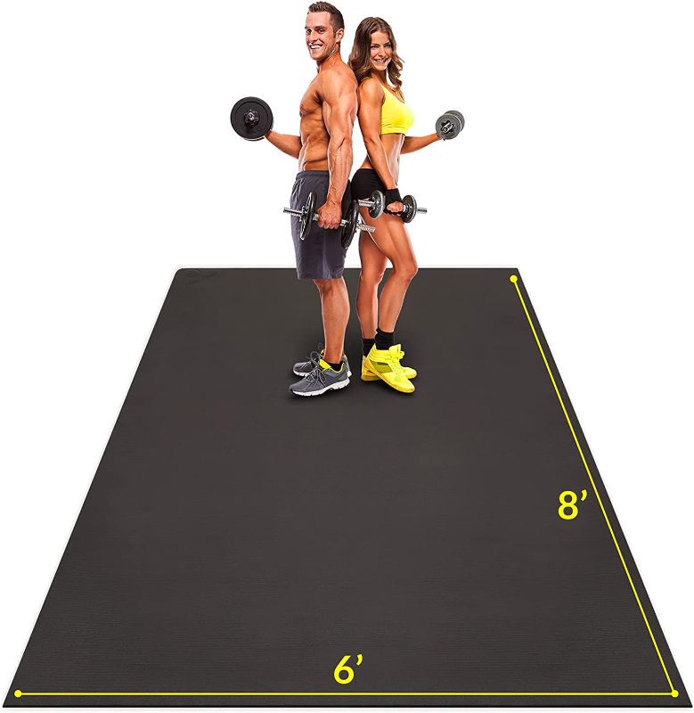 Photo 1 of ActiveGear Large Exercise Mat 8 x 6 ft 7mm Thick Premium Ultra-Durable Non-Slip Rubber Workout Mat for Home Gym Flooring | Ideal for Cardio, Fitness, Plyo |...
