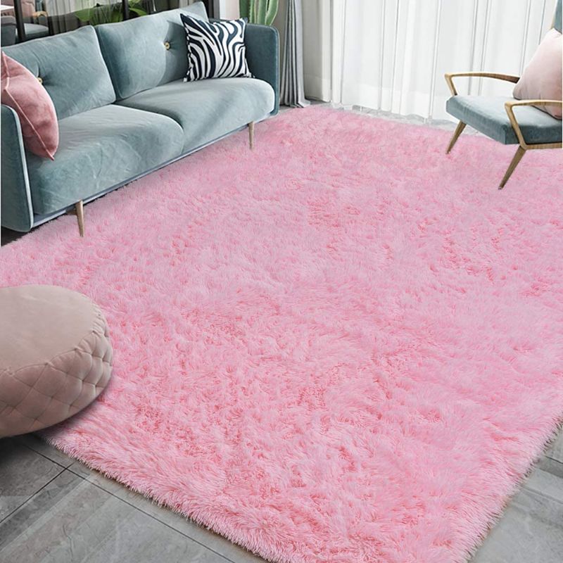 Photo 1 of HOMORE Luxury Fluffy Area Rug Modern Shag Rugs for Bedroom Living Room, Super Soft and Comfy Carpet, Cute Carpets for Kids Nursery Girls Home, 5x8 Feet Baby...
