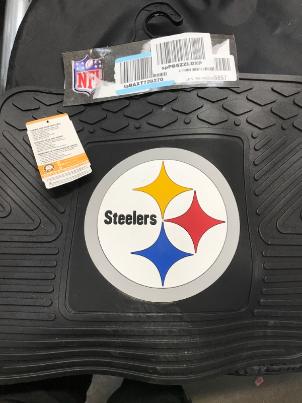 Photo 2 of FANMATS 9998 Pittsburgh Steelers Back Row Utility Car Mat - 1 Piece - 14in. x 17in., All Weather Protection, Universal Fit, Molded Team Logo Rear