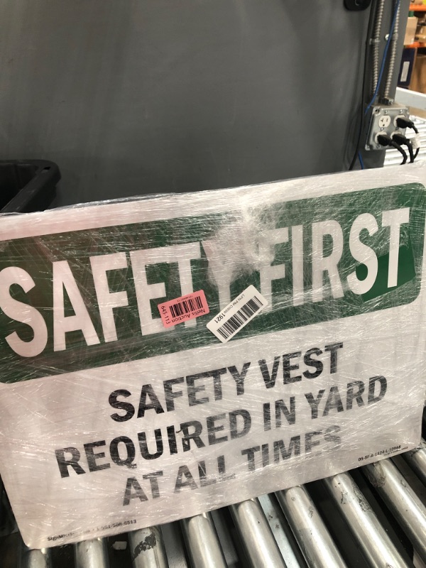 Photo 2 of OSHA Safety First Sign - Safety Vest Required In Yard At All Times | Aluminum Sign | Protect Your Business, Work Site, Warehouse |  Made in the USA, 24" X 18" Aluminum