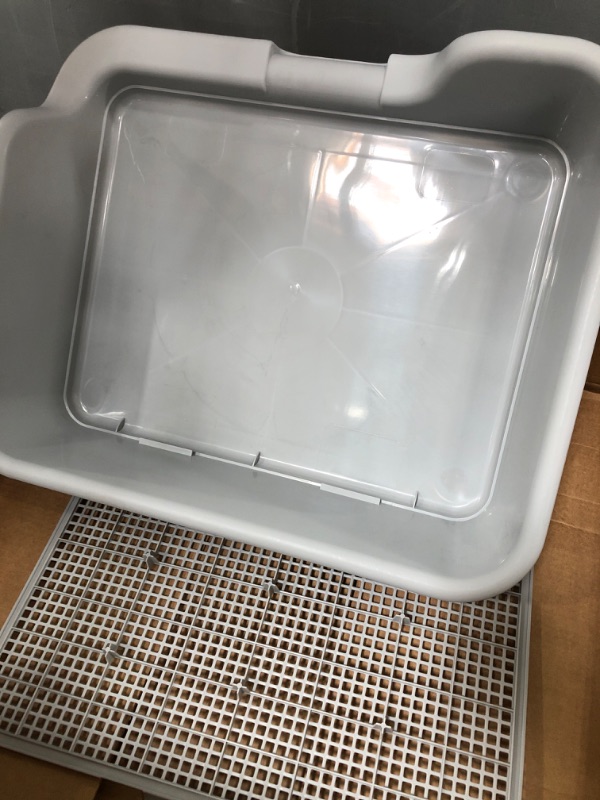 Photo 4 of [DogCharge] Indoor Dog Potty Tray – with Protection Wall Every Side for No Leak, Spill, Accident - Keep Paws Dry and Floors Clean (Tray Only, Grey) Tray Only Grey