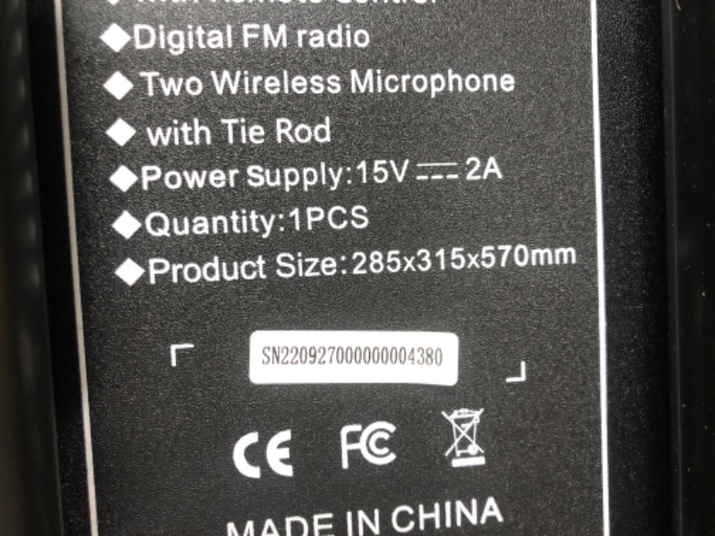 Photo 4 of READ NOTES **** Moukey Karaoke Machine, PA System Subwoofer, Portable Bluetooth Speaker w/ 2 Wireless Microphones, Lyrics Display Holder, Party Lights & Echo/Treble/Bass Adjustment, Support TWS/REC/AUX/MP3/USB/TF/FM 10" Subwoofer