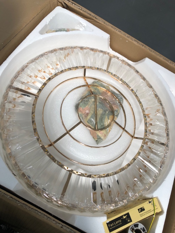 Photo 3 of **USED** MISSING PARTS**  Wahuayuan 42" Invisible Ceiling Fan Chandelier with Light,Modern Crystal Ceiling Fan Light Gold