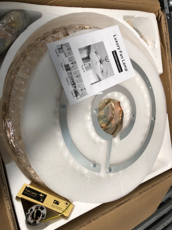 Photo 1 of **USED** MISSING PARTS**  Wahuayuan 42" Invisible Ceiling Fan Chandelier with Light,Modern Crystal Ceiling Fan Light Gold