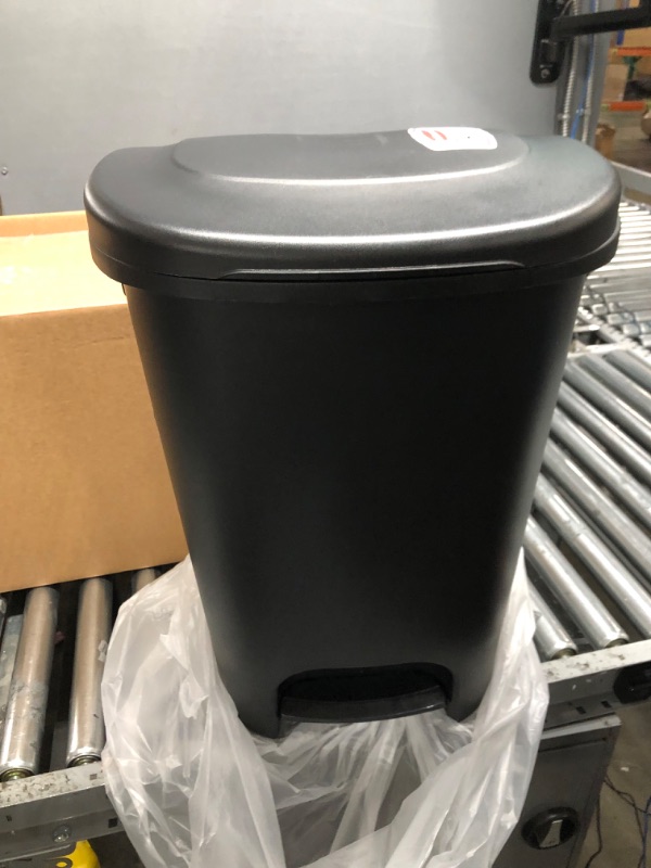 Photo 2 of Rubbermaid Classic 13 Gallon Step-On Trash Can with Lid, Black Waste Bin for Kitchen Black Step On