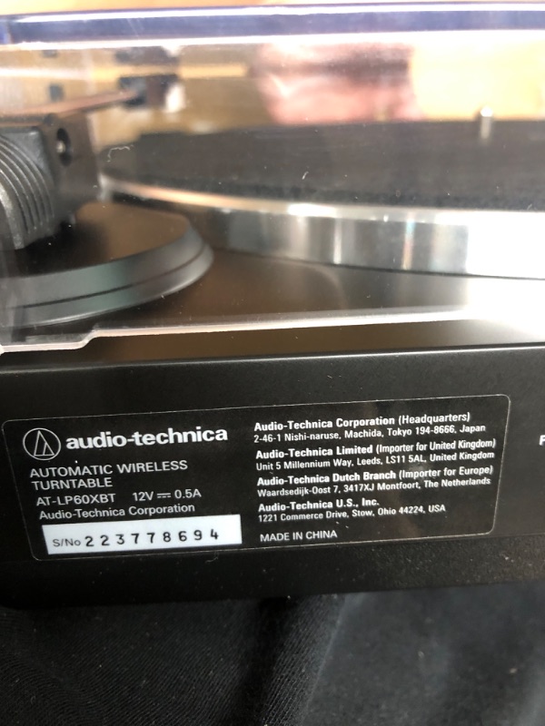 Photo 3 of Audio-Technica AT-LP60XBT-BK Fully Automatic Bluetooth Belt-Drive Stereo Turntable, Black, Hi-Fi, 2 Speed, Dust Cover, Anti-Resonance, Die-cast Aluminum Platter Black Wireless Turntable