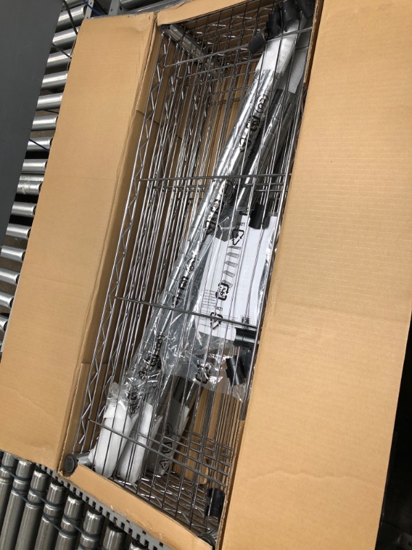 Photo 1 of Amazon Basics 5-Shelf Adjustable, Heavy Duty Storage Shelving Unit (350 lbs loading capacity per shelf), Steel Organizer Wire Rack, Chrome (36L x 14W x 72H) Chrome 5-Shelf Storage Unit without Caster