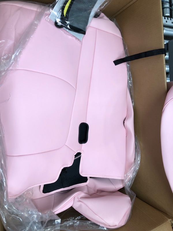 Photo 3 of Maysoo Tesla Model Y Seat Covers Pink Nappa Leather Car Seat Covers, for Tesla Model Y 2023 2022 2021 2020 5 Seat Car Seat Cover Car Interior Cover All Weather Protection(Pink-Nappa,Model Y(Full Set)) pink nappa model Y(full set)