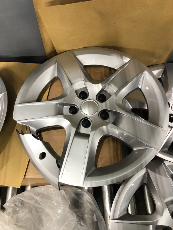 Photo 5 of  DAMAGED. 17 inch Hubcaps Best for 2008-2011 Chevrolet Malibu - (Set of 4) Wheel Covers 17in Hub Caps Rim Cover - Car Accessories for 17 inch Wheels - Snap On Hubcap, Auto Tire Replacement Exterior Cap